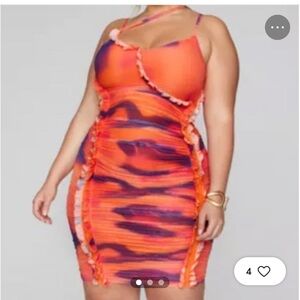 Fashion to Figure Orange and Purple Bodycon Mini Dress Size 4x NWT